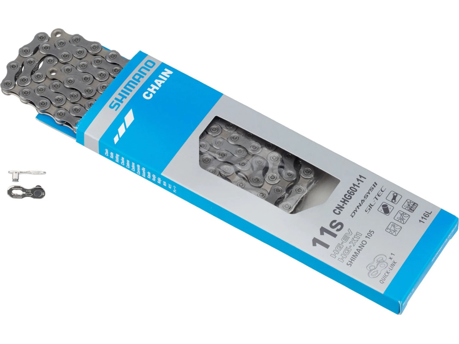 SHIMANO Chaîne 11v HG601 SLX / 105 Quick-Link 116 Maillons 3 SHIMANO Chaîne 11v HG601 SLX / 105 Quick-Link 116 Maillons